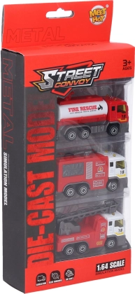 Set 3 mașinuțe de pompieri 8,5 cm