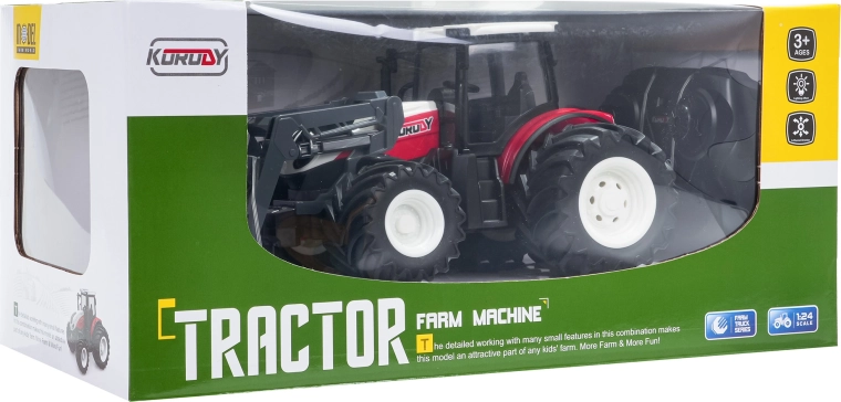 Tractor cu telecomandă cu buldozer 1:24 roșu