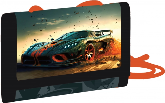 Portofel textil pentru copii cu motiv de mașină