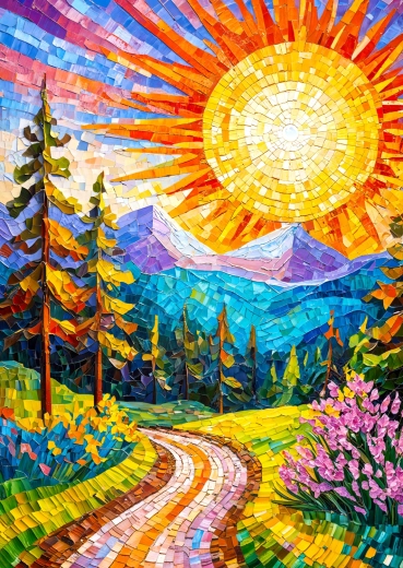 Puzzle Enjoy Răsărit de soare mozaicat, 1000 de piese