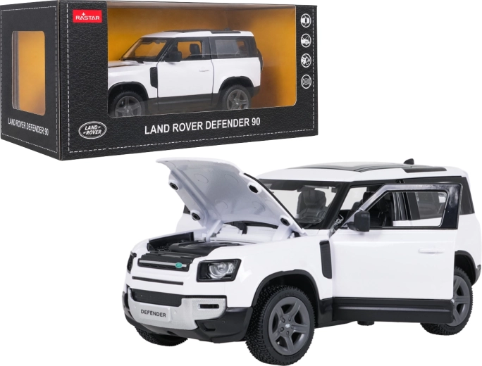 Model metalic Land Rover Defender 90 RASTAR la scara 1:24, alb