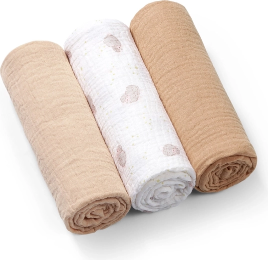 Scutece din muselină Babyono Super Soft bej 70 × 70 cm - 3 buc.