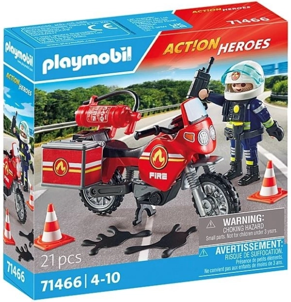 Playmobil motocicleta pompierilor la locul accidentului cu figurina