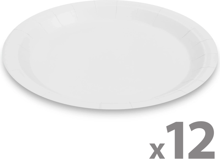 Set de farfurii albe din hârtie, 23 cm, 12 bucăți