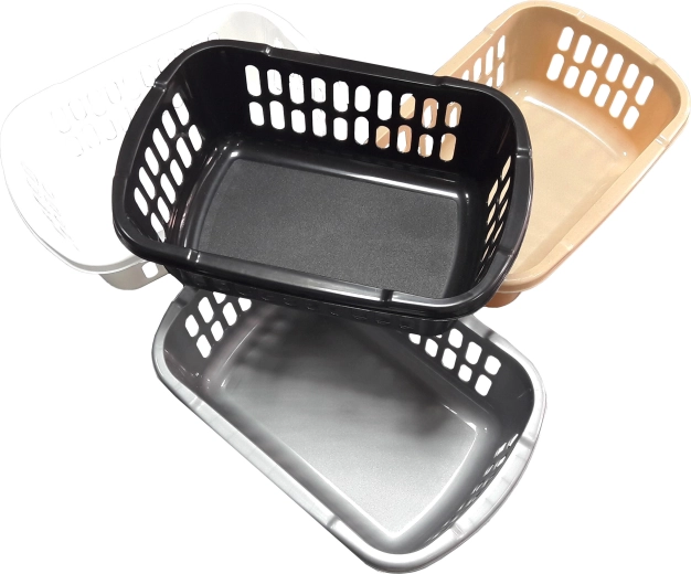 Coș de depozitare din plastic, mărime medie, 28 × 19 × 9,5 cm – mix de culori