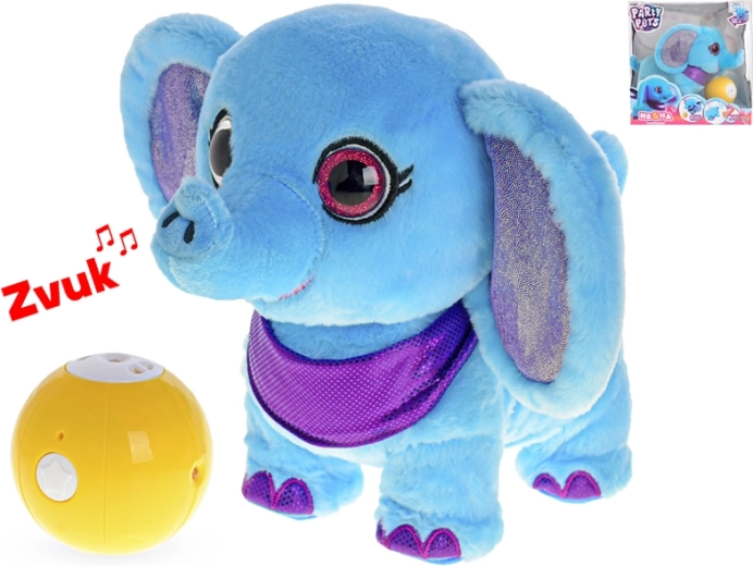 Elefant de pluș cu mers, cu minge și sunete, 27 cm