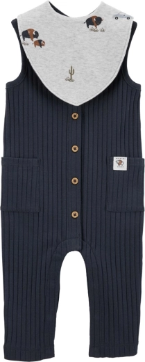 Set Carter's salopetă fără mâneci și bavetă Navy Buffalo pentru băieți