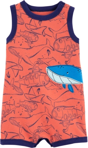 Salopetă de vară Carter's Orange Whale pentru băieți