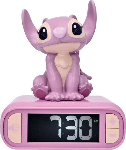 Ceas deșteptător pentru copii Lexibook Stitch Angel cu figurină luminoasă