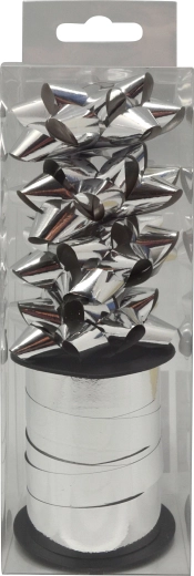 Set de funde cadou argintii cu panglică 10 m, 4 buc.