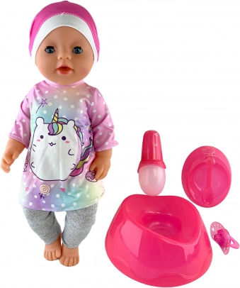 Bebeluș care face pipi cu accesorii 45 cm