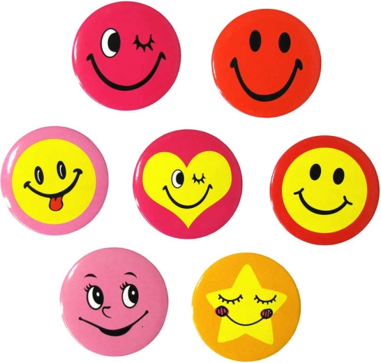 Insignă mare cu smiley 4,5 cm - 1 bucată