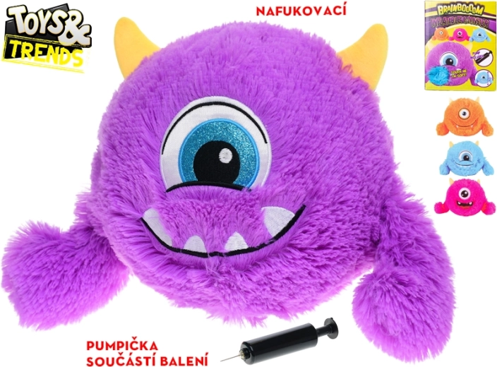 Monstruleț de pluș gonflabil cu pompiță Toys & Trends Brainboooom 23 cm