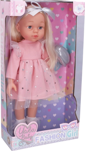 Păpușă în rochie cu perie, 45 cm