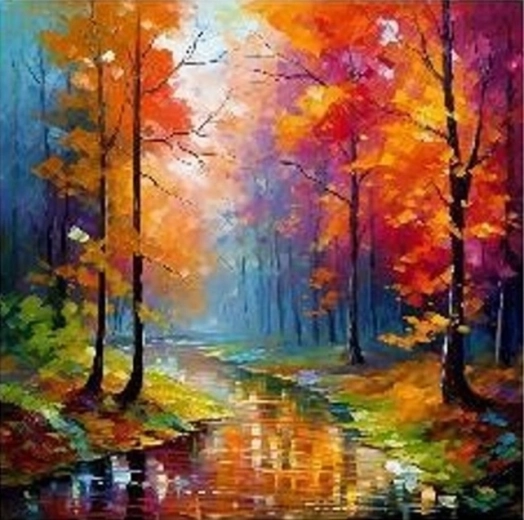 NORIMPEX Pictură pe numere Râu toamna în pădure 40 × 50 cm