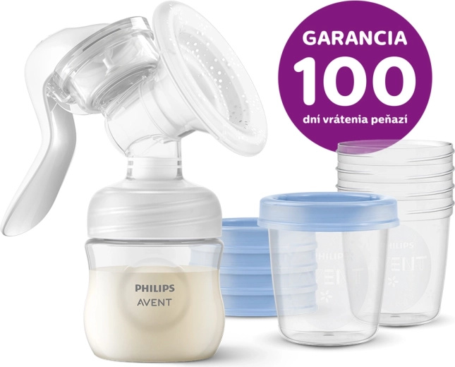 Pompa manuală pentru sân PHILIPS AVENT cu pahare VIA 180 ml (5 buc.)