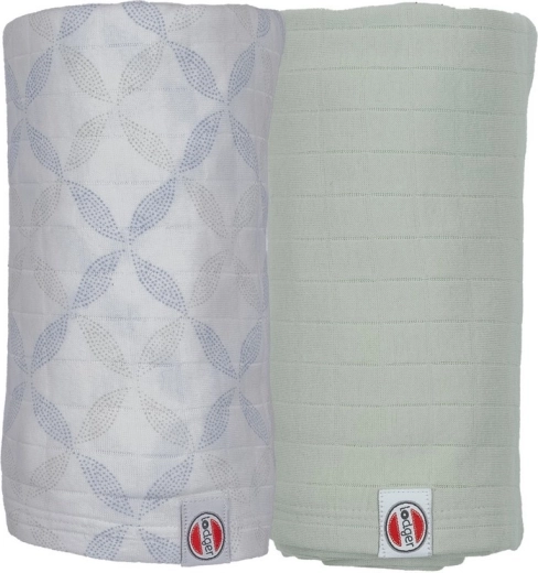 Swaddler Lodger din bumbac organic Matcha peppermint/blue fogg 110 × 110 cm - 2 bucăți