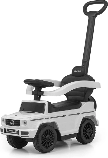Vehicul de împins Milly Mally cu bară de ghidare Mercedes G350d alb