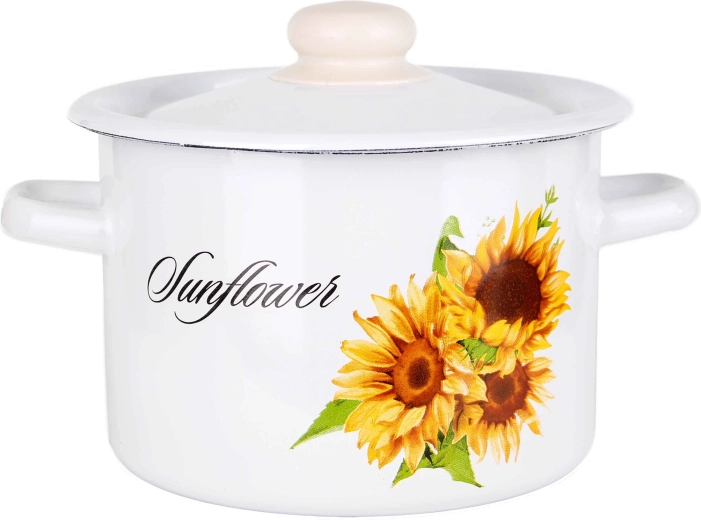 Oală emailată cu capac TORO 3 l floarea-soarelui