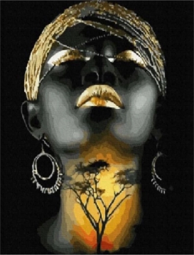 Pictură cu diamante Femeie africană 30 × 40 cm