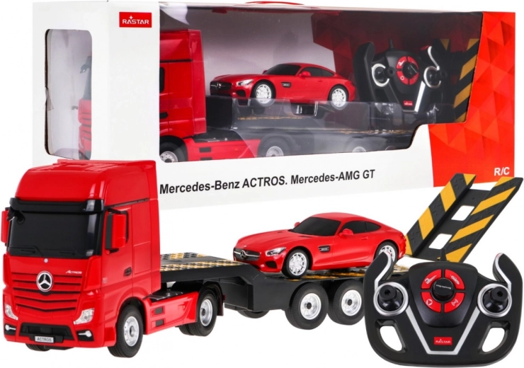 Camion rc mercedes-benz actros cu semiremorcă și mercedes-benz amg gt
