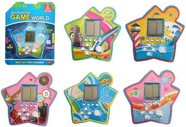 Joc electronic de buzunar în formă de stea – Tetris albastru