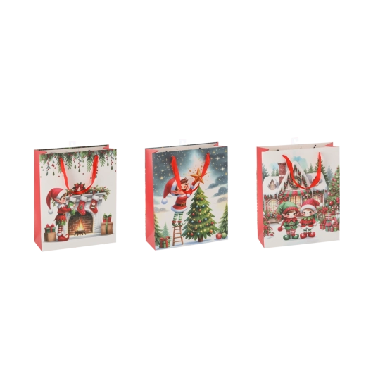 Pungă cadou Elf de Crăciun 18 × 24 × 8 cm