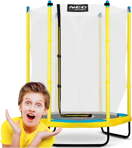 Trambulină pentru copii de grădină 140 cm cu plasă interioară NEO-SPORT