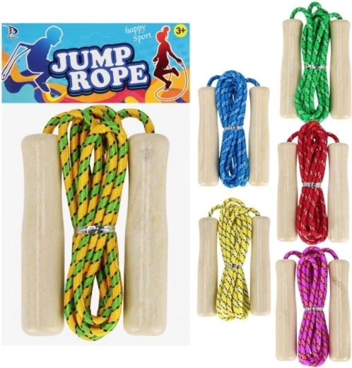 Sfoară de sărit cu mânere din lemn pentru copii