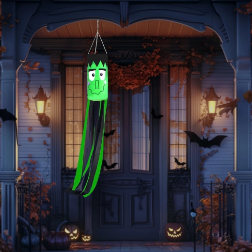 Manșon de vânt Frankenstein verde pentru Halloween, 122 cm