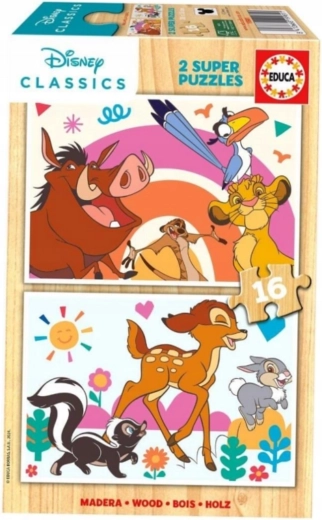 Puzzle din lemn Regele Leu și Bambi de la Educa