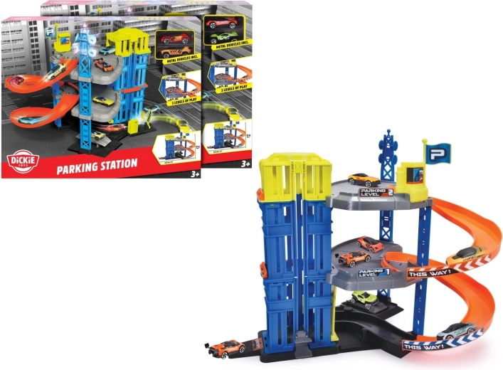 Garaj de parcare cu două mașinuțe metalice