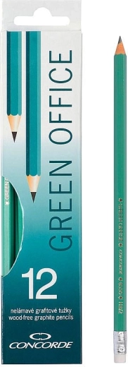 Creioane grafit Concorde Green Office cu gumă HB, 12 buc.