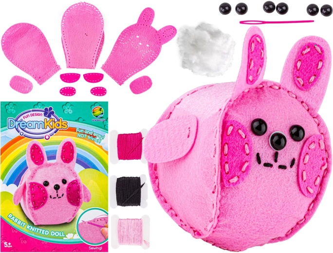 Set creativ pentru cusut o jucărie de pluș – iepuraș – 1 bucată