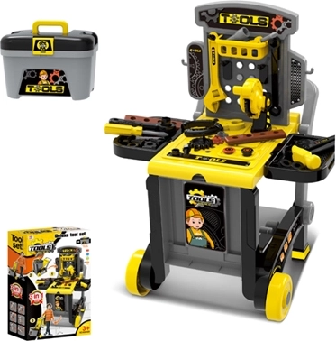 Atelier pentru copii cu unelte, dulăpior și cărucior