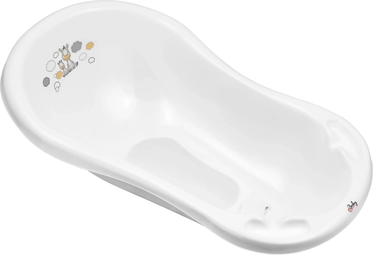 Maltex cădiță pentru copii cu dop și covoraș antiderapant Zebra 84 cm albă