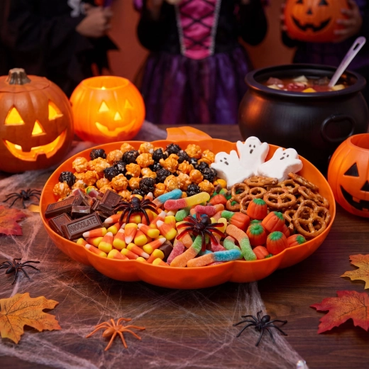 Bol de servire de Halloween în formă de dovleac, portocaliu
