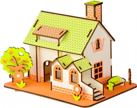 Woodcraft puzzle 3D din lemn Casă verde