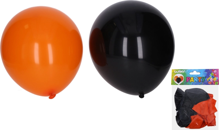 Baloane gonflabile 30 cm – set 10 bucăți Halloween (negre și portocalii)