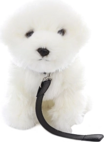 Bichon maltez de pluș cu lesă 28 cm