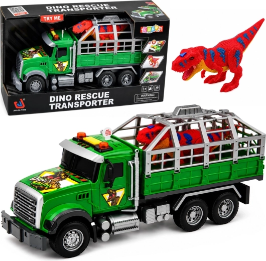 Transportor dino pentru copii – camion cu cușcă, sunete și lumini 36 cm - 1 bucată