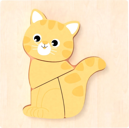 Babu puzzle din lemn, lucrat manual – pisicuță