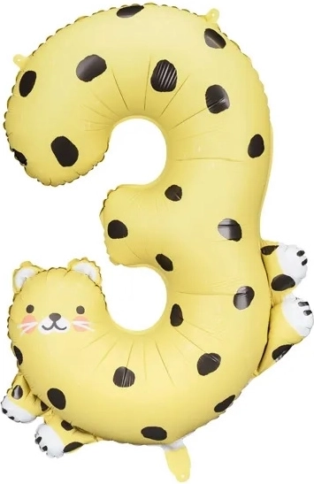 Balon din folie numărul 3 - Ghepard 68 x 98 cm