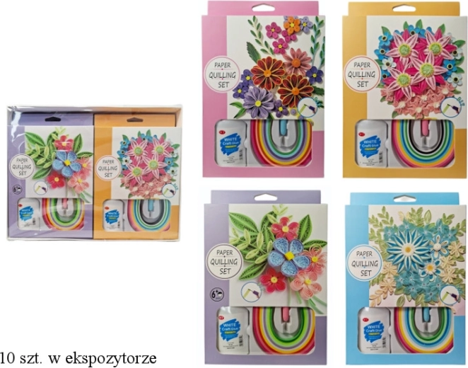 Set creativ de quilling pentru decorațiuni florale (mix de culori) - 1 bucată