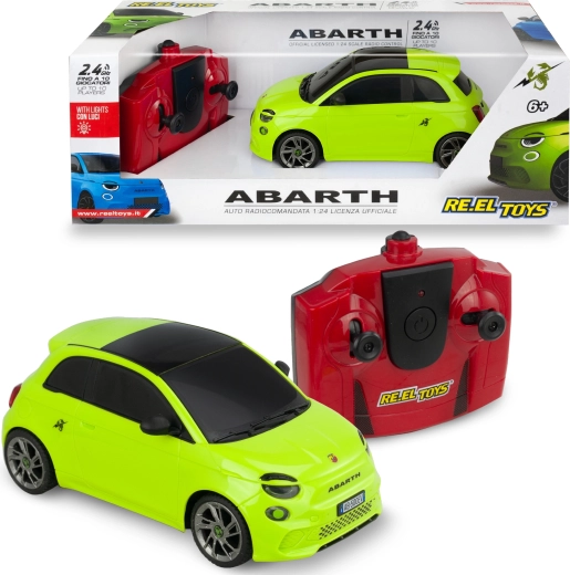 Mașină RC Abarth 500e 1:24 cu telecomandă, verde - 1 bucată