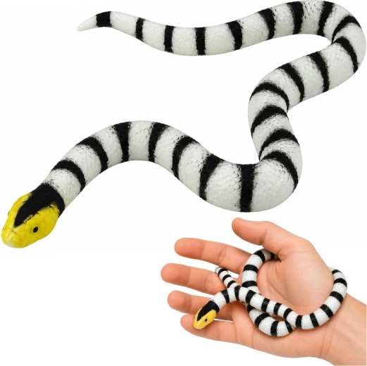 Șarpe realist din cauciuc, alb-negru, 33 cm