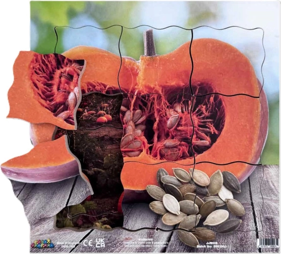 Just Jigsaws dovleacul și fazele sale vegetative de creștere – puzzle stratificat din lemn, 19 piese
