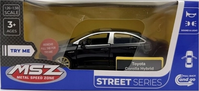 Model de mașină MSZ Toyota Corolla Hybrid cu lumini și sunete, negru