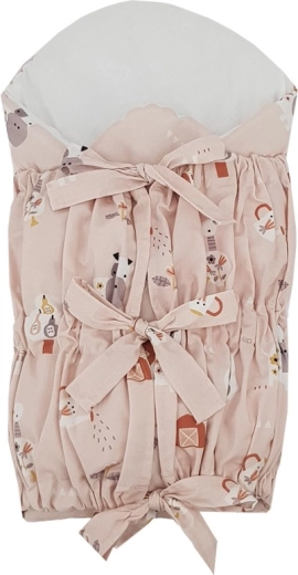 Scutec înfășat cu șireturi și inserție detașabilă din cocos My Farm, roz pudrat, 75 × 75 cm