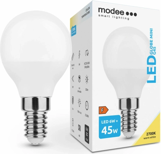 Bec LED Modee Lighting Globe Mini G45 6W E14 alb cald